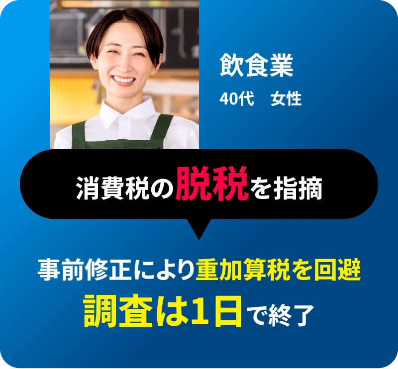 事前修正により重加算税を回避 調査は1日で終了